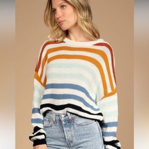 Charli Blue Multi Striped Knit Sweater